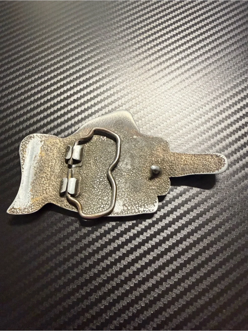 🖕 Vintage 60s MBCI Middle Finger Hand Belt Buckle Pewter Tone